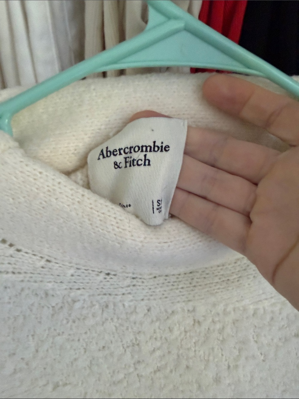 Abercrombie & Fitch Women's Cream Crewneck Knit Sweater